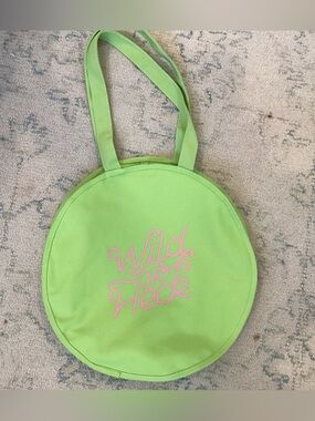 Round Lime Green Tote with Pink "Wild as Heck" Script